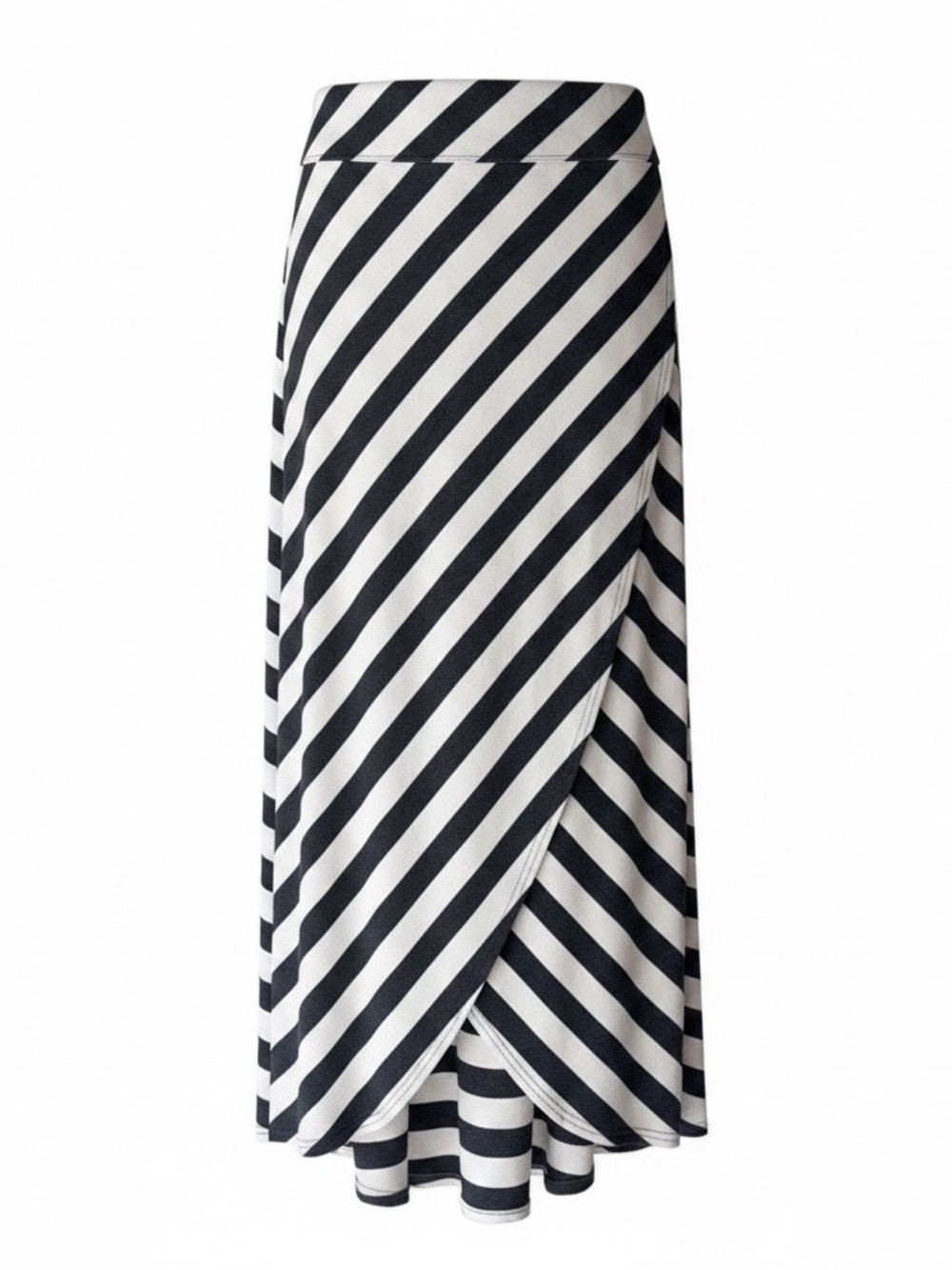 Splendid Blue & White Diagonal Wrap Maxi Skirt
